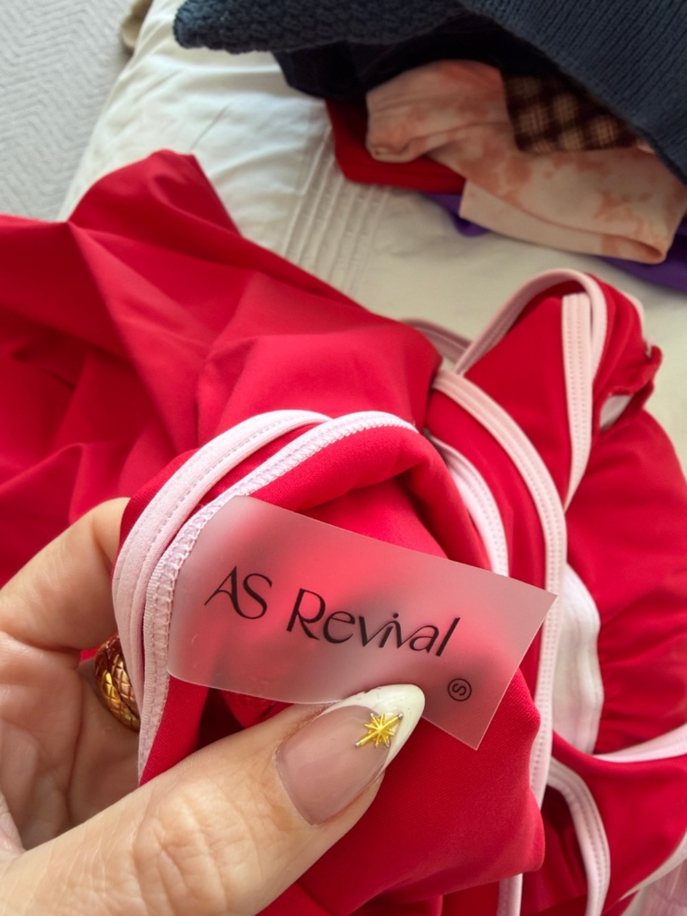 Red Slip Chemise with Pink Trim - Picture 3 of 3
